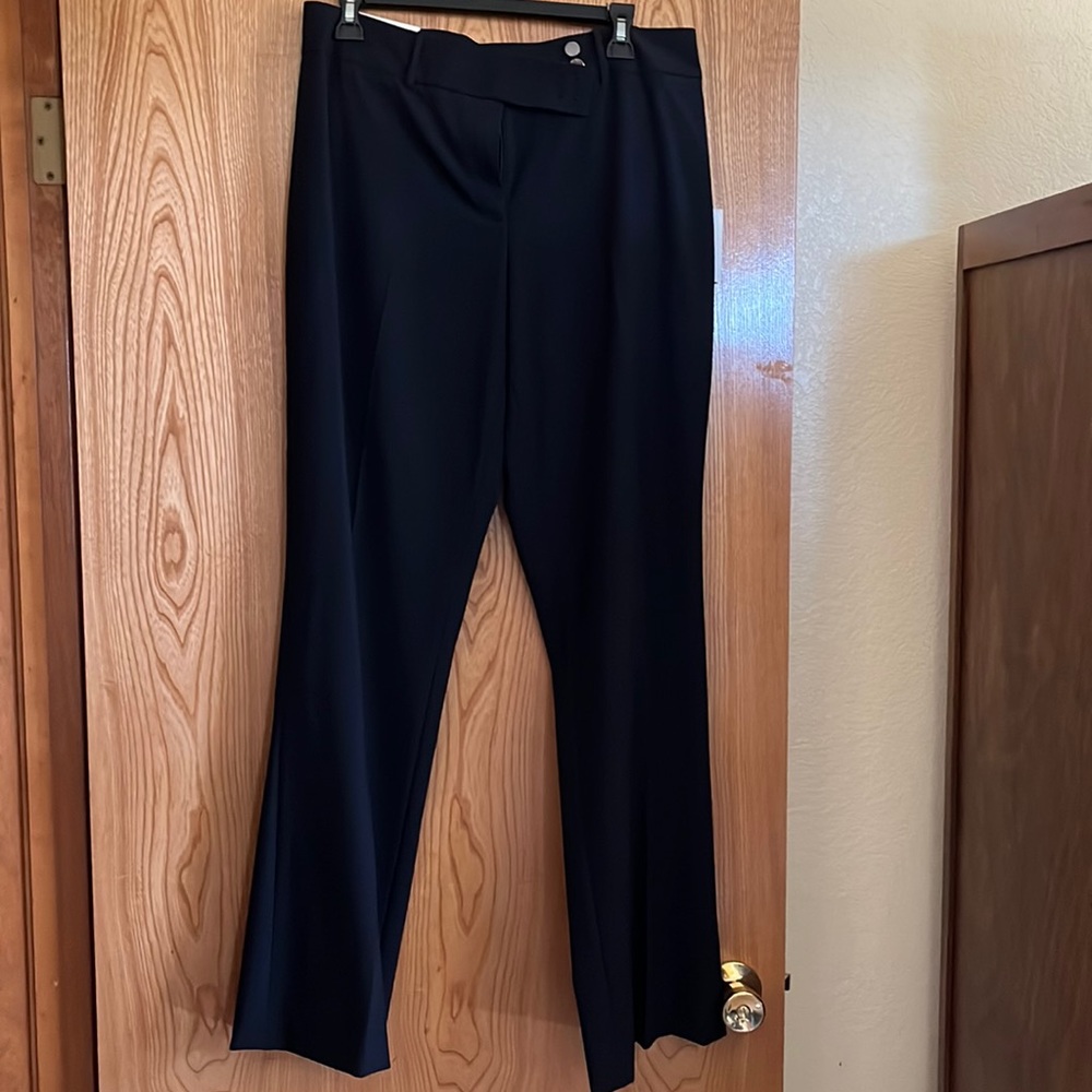 Navy blue suit pants.